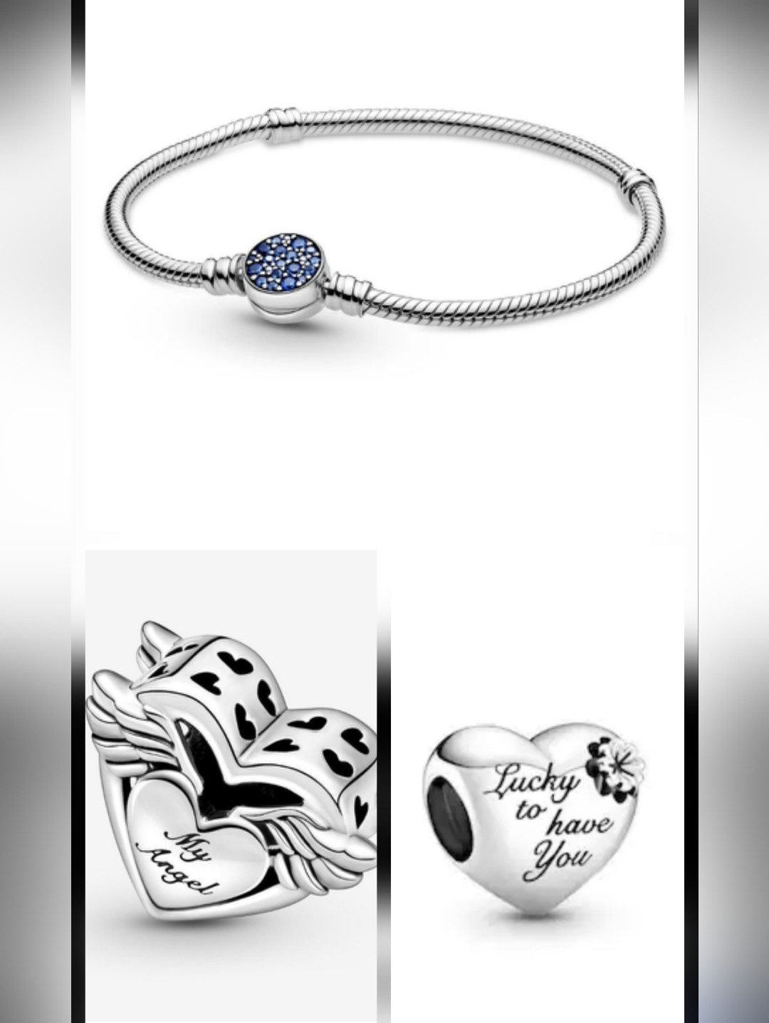 Bundle Pandora Charm Blue Disc Bracelet And 2 Charms
